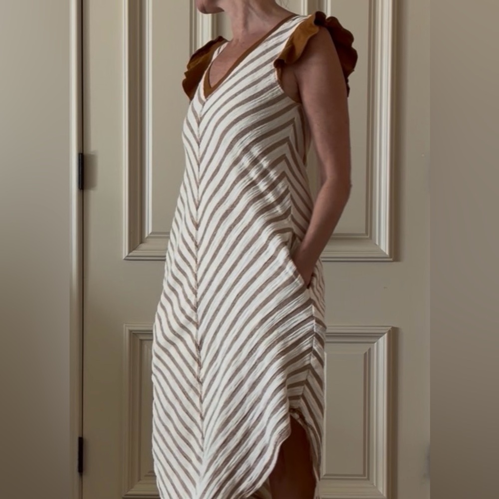 Striped Brown and White Dress
